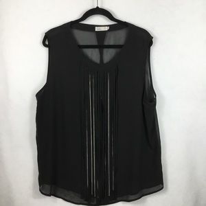 Toto collections black sleeveless silver chain n fringe too